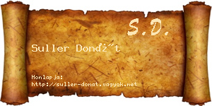Suller Donát névjegykártya